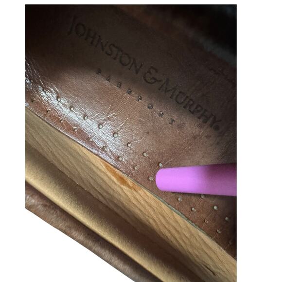 JOHNSON & MURPHY Leather Slip On Tassel Loafer Mens SZ 10 - Picture 11 of 11